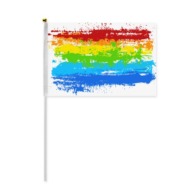 Stippling Rainbow Gay Lesbian Illustration Hand Waving Flag 8x5 inch Polyester Sport Event Procession Parade 4pcs