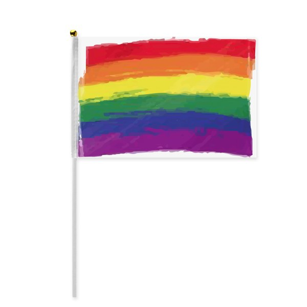 Stippling Rainbow Gay Lesbian Painting Hand Waving Flag 8x5 inch Polyester Sport Event Procession Parade 4pcs