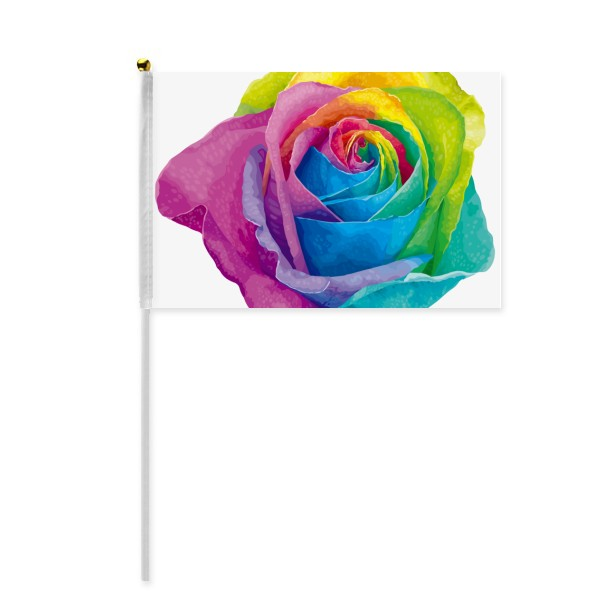 Rainbow Gay Lesbian Flower Illustration Hand Waving Flag 8x5 inch Polyester Sport Event Procession Parade 4pcs