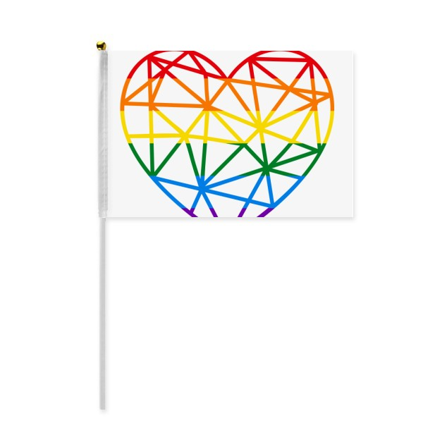 Rainbow Gay Lesbian Modelling Heart Hand Waving Flag 8x5 inch Polyester Sport Event Procession Parade 4pcs