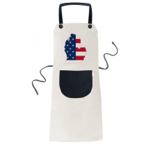 michigan ameusa map stars tripes flag apron adjustable bib cotton linen bbq kitchen pocket pinafore
