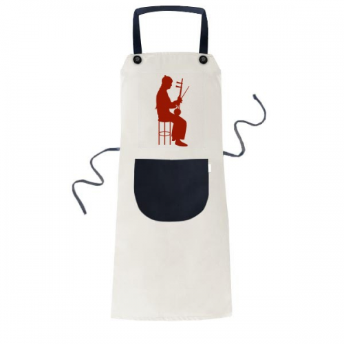 China Erhu Player Illustration Pattern Apron Adjustable Bib Cotton Linen BBQ Kitchen Pocket Pinafore China Erhu Player Illustration Pattern Apron Adjustable Bib Cotton Linen BBQ Kitchen Pocket Pinafore