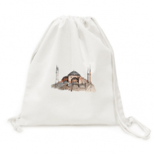 turkey hagia sophia istanbul backpack canvas drawst reusable mesh shopping bag