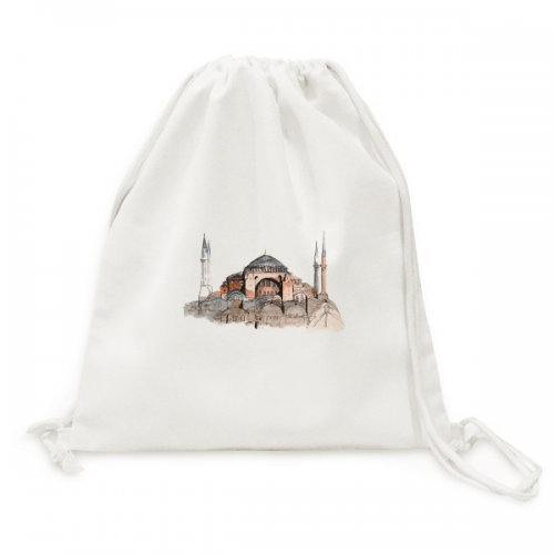 turkey hagia sophia istanbul backpack canvas drawst reusable mesh shopping bag