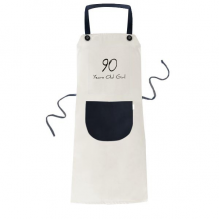 90 years old Girl Age Longevity Apron Adjustable Bib Cotton Linen BBQ Kitchen Pocket Pinafore