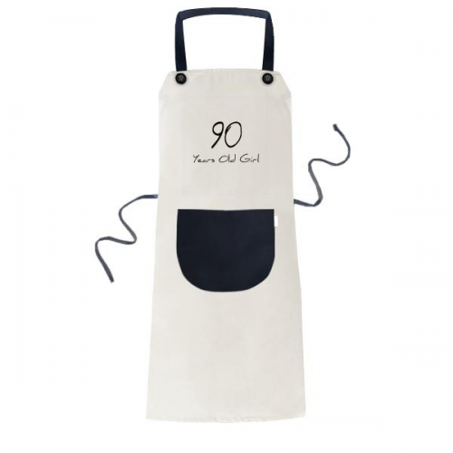 90 years old Girl Age Longevity Apron Adjustable Bib Cotton Linen BBQ Kitchen Pocket Pinafore