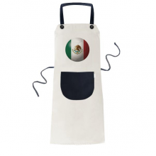 Mexico National Flag Soccer Football Apron Adjustable Bib Cotton Linen BBQ Kitchen Pocket Pinafore