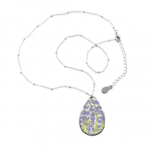 flowers painting lavender teardrop shape pendant neckljewelry with chain decoration flowers painting lavender teardrop shape pendant neckljewelry with chain decoration