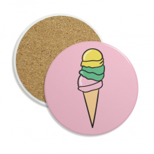 黄绿粉三色甜味冰淇淋 圆形陶瓷杯垫水杯隔热垫2片装礼品礼物