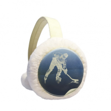 Winter Sport Skating and Ice Hockey Watercolor Winter Ear Warmer Cable Knit Furry Fleece Earmuff Outdoor