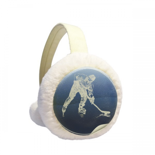 Winter Sport Skating and Ice Hockey Watercolor Winter Ear Warmer Cable Knit Furry Fleece Earmuff Outdoor