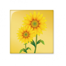 yellow sunflower greenery flower  cerac tile glossy decal ged brick adorn st