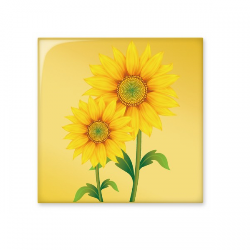 yellow sunflower greenery flower  cerac tile glossy decal ged brick adorn st