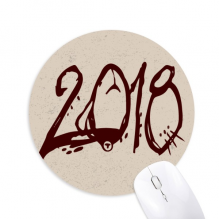 新年快乐红色字体 圆形游戏办公防滑橡胶鼠标垫礼物