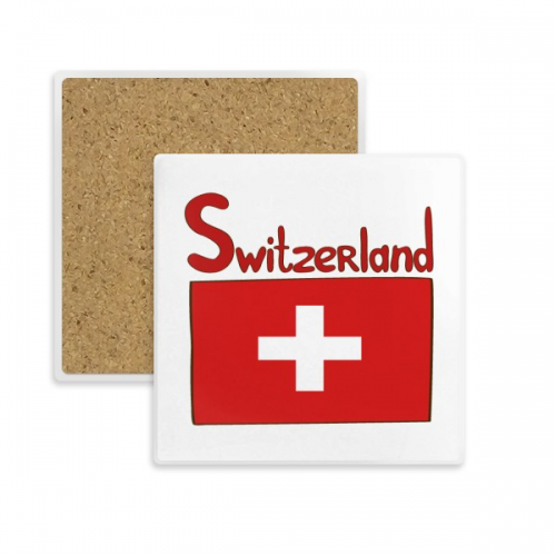 switzerland national flag red pattern square coaster cup mat mug subplate holder insulation st