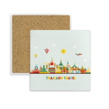 thailand watercolor morden city illustration square coaster cup mat mug subplate holder insulation st
