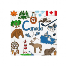 加拿大动物国旗鹿插画图案 地垫防滑地毯卧室宠物用品法兰绒垫60/50cm礼物