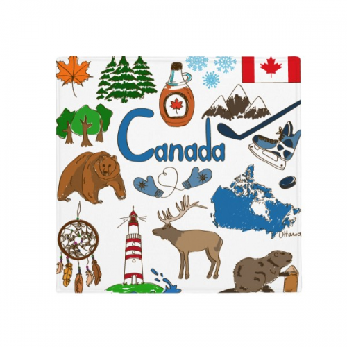 加拿大动物国旗鹿插画图案 地垫防滑地毯卧室宠物用品法兰绒垫60/50cm礼物