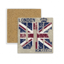 伦敦英国地标国旗标记插画 方形陶瓷杯垫水杯隔热垫2片装礼品礼物