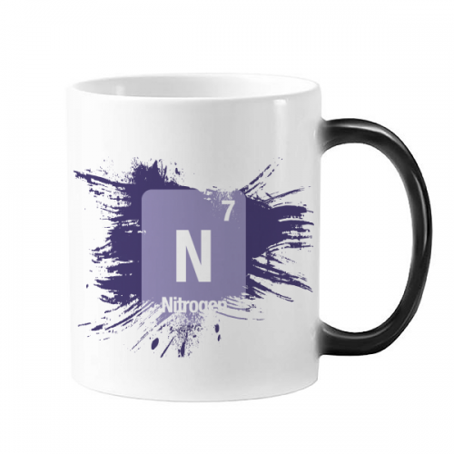 N Nitrogen Checal Element Science Changing Color Mug Cup Morphing Heat Sensitive   With Handles 350 ml