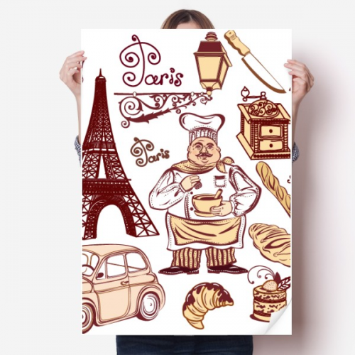 Food Cooker France Eiffel Tower Sticker Decoration Poster Playbill Wallpaper Window Decal