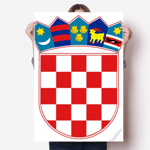 克罗地亚国徽标志符号图案 海报贴纸80x55cm墙贴纸卧室家居装饰