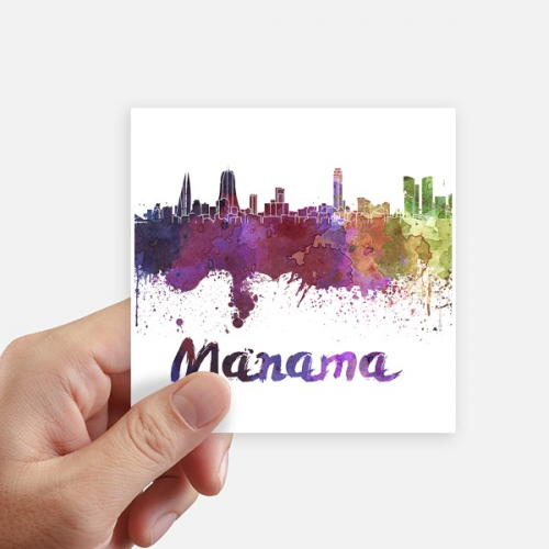 Manama Bahrain City Watercolor Sticker Square Waterproof Stickers Wallpaper Car Decal