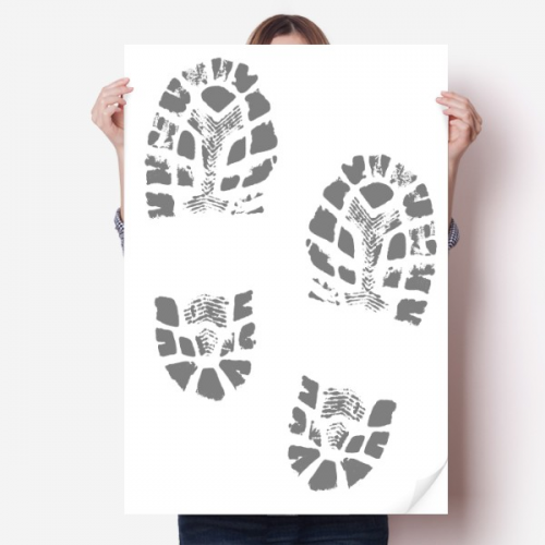 黑白鞋印时尚现代风格海报 海报贴纸80x55cm墙贴纸卧室家居装饰