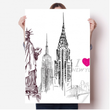 我爱纽约自由女神像美国城市 海报贴纸80x55cm墙贴纸卧室家居装饰