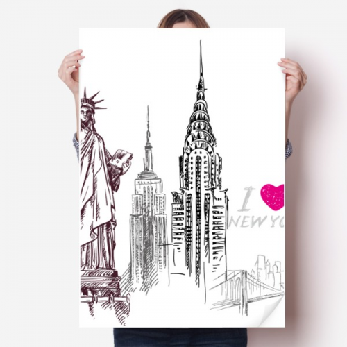 我爱纽约自由女神像美国城市 海报贴纸80x55cm墙贴纸卧室家居装饰 我爱纽约自由女神像美国城市 海报贴纸80x55cm墙贴纸卧室家居装饰