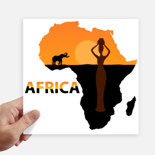 非洲大草原大象黑人女性 方形贴纸20cm摩托电脑贴画旅行箱装饰4片 非洲大草原大象黑人女性 方形贴纸20cm摩托电脑贴画旅行箱装饰4片