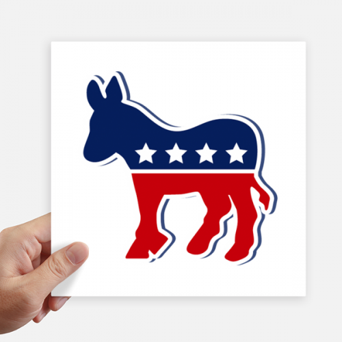 美国驴子党徽民主党 方形贴纸20cm摩托电脑贴画旅行箱装饰4片