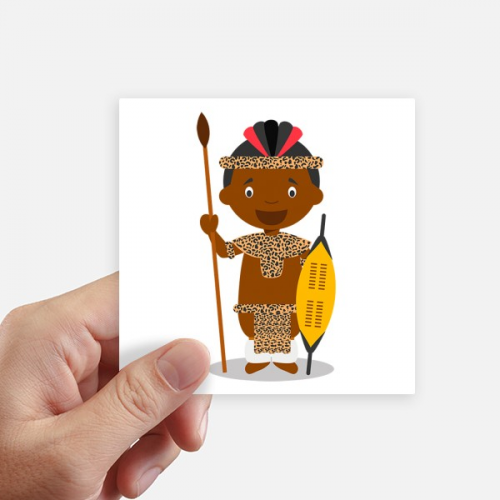 部落南卡通人物 方形贴纸10cm摩托电脑贴画旅行箱装饰8片