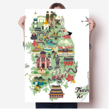 Map Landmarks of Korea Sticker Decoration Poster Playbill Wallpaper Window Decal