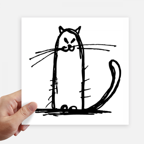 Small Cat Sle Sit Black Line Sticker Tags Wall Picture Laptop Decal Self adhesive