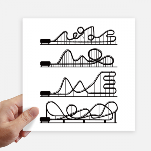 Amusement Park Black Roller Coaster Outline Sticker Tags Wall Picture Laptop Decal Self adhesive