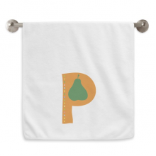 P Alphabet Pear Fruit Cute Pattern Hand Towel Bath Facecloth Soft Cotton Washcloth
