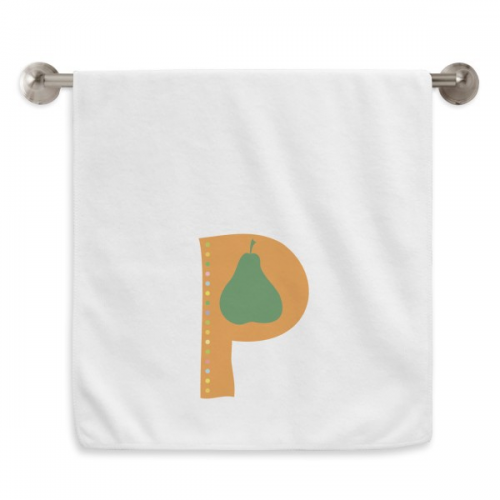 P Alphabet Pear Fruit Cute Pattern Hand Towel Bath Facecloth Soft Cotton Washcloth