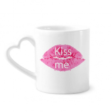 Pink Lip Kiss Me Valentine's Day Mug Coffee Cerac Drinkware Glass Heart Cup