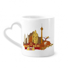 马来西亚吉隆坡水彩画 陶瓷杯子白马克杯心形把手礼物