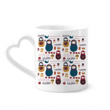 俄罗斯套娃花纹俄国文化 陶瓷杯子白马克杯心形把手礼物