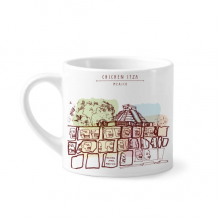 Chichen Itza Mexico Ancient Civilization Drawing Mini Coffee Mug White Pottery Cerac Cup With Handle 6oz Chichen Itza Mexico Ancient Civilization Drawing Mini Coffee Mug White Pottery Cerac Cup With Handle 6oz