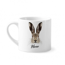 Grey Big-nosed  Hare Animal Mini Coffee Mug White Pottery Cerac Cup With Handle 6oz 