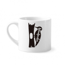 Woodpecker Black And White Animal Mini Coffee Mug White Pottery Cerac Cup With Handle 6oz 