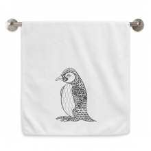 企鹅人类绘画安静宝贝 白色毛巾细纤维面巾加厚吸水干发巾34x76cm