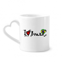我爱巴西文字爱心国旗艺术字插画图案 陶瓷杯子白马克杯心形把手礼物