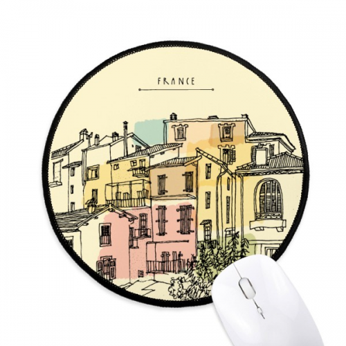 City Building Colorful France Painting Mouse Pad Desktop Office Round Mat for Computer