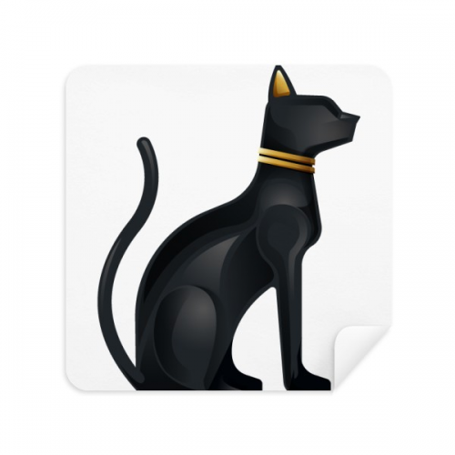 埃及风格黑猫抽象剪影 眼镜布屏幕清洁布2片装手机擦鹿皮绒