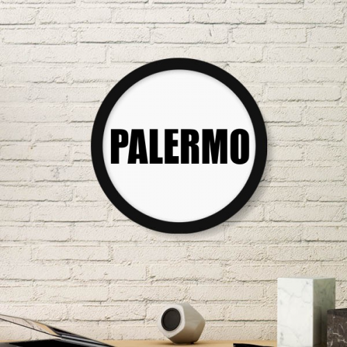Palermo Italy City Name Art Painting Picture Photo Wooden Round Frame Home Wall Decor 