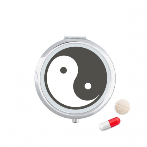 太阴阳图案 圆形药盒便携镜子迷你药丸盒子礼物